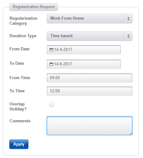 apply attendance regularization