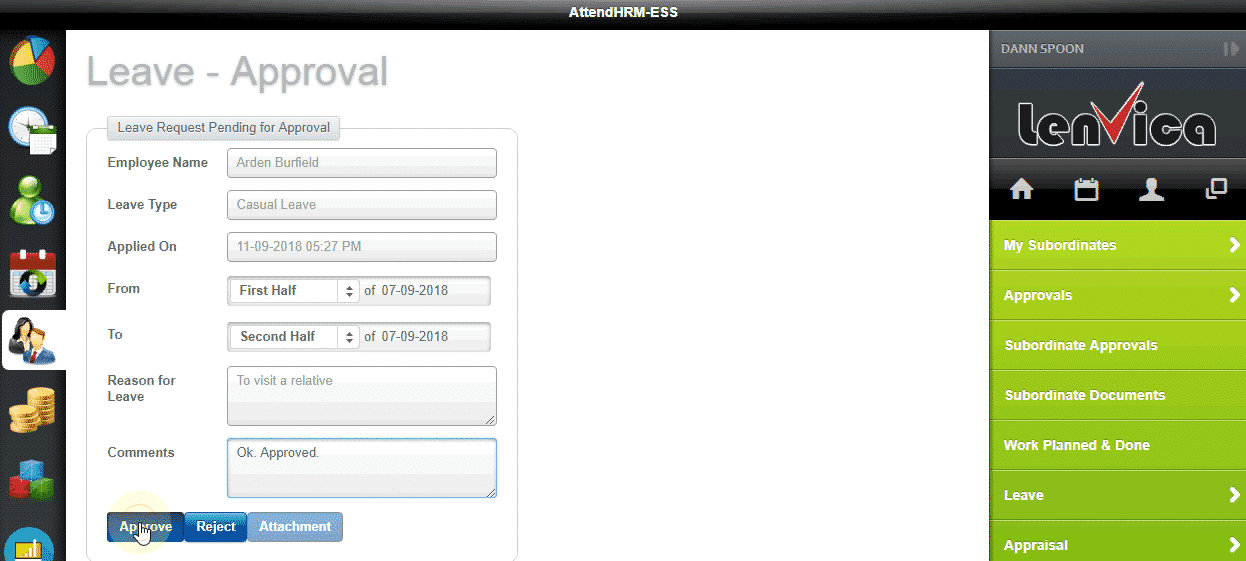 Approve ESS Leave request