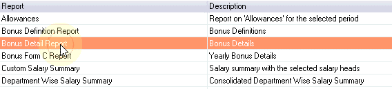 Bonus Detail Report