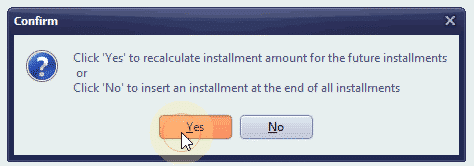 Recalculate installment