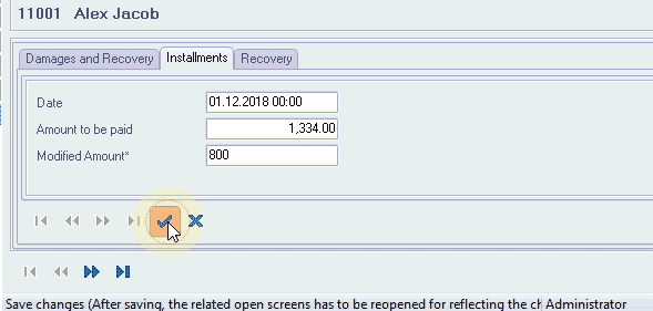 Save modified installment