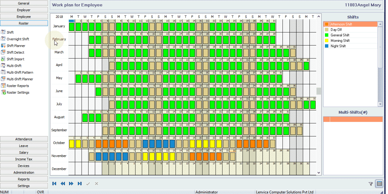 Shift Planner with Shift detect