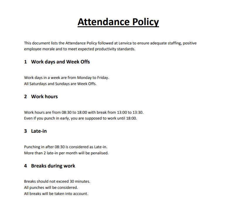 Attendance Policy