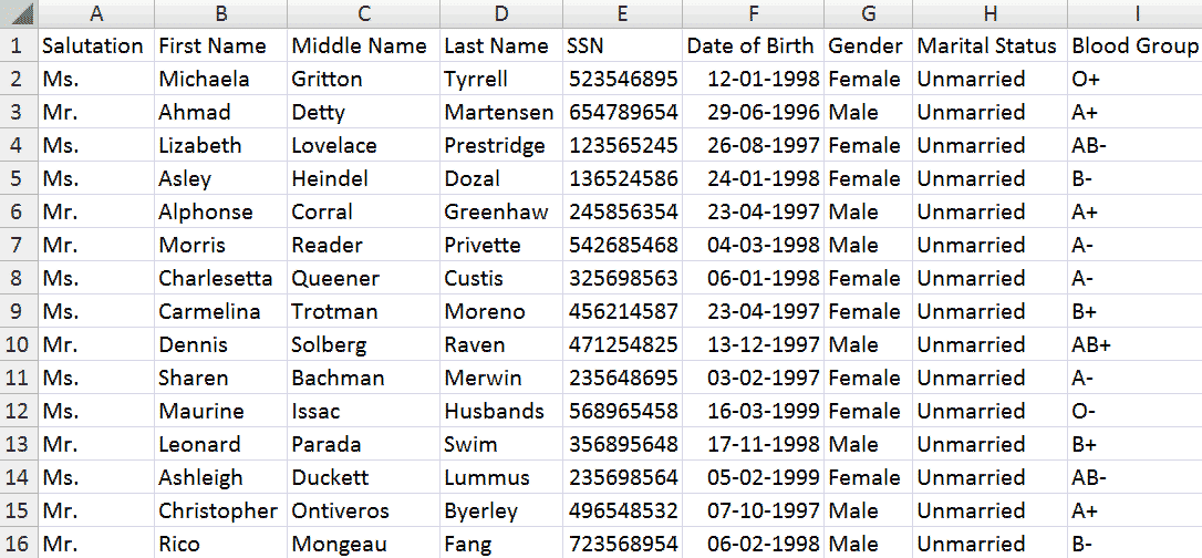 Excel file