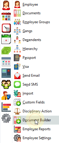 Document Builder Menu
