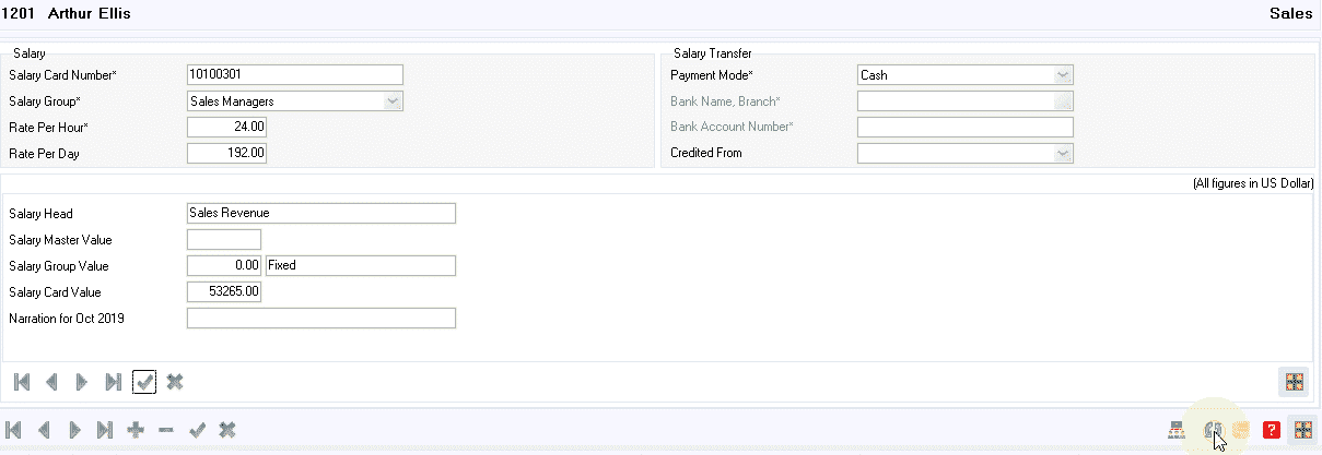 Update Salary Card Value