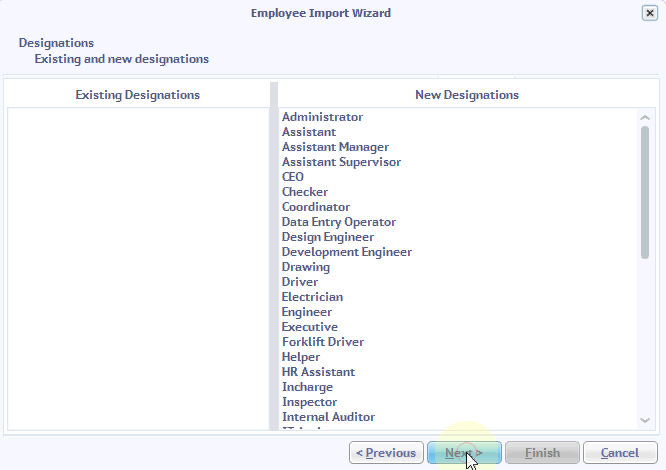 employee details designation