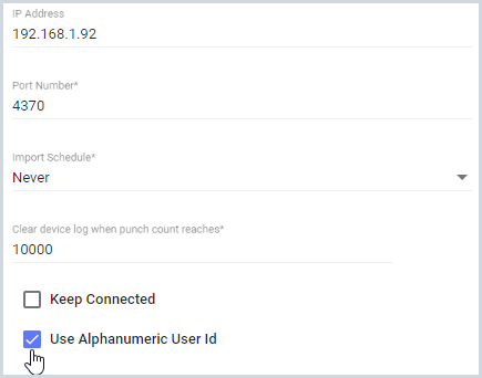 ZKTeco - Alphanumeric User ID