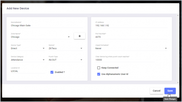 How to connect an ZKTeco Device to Software - Lenvica HRMS