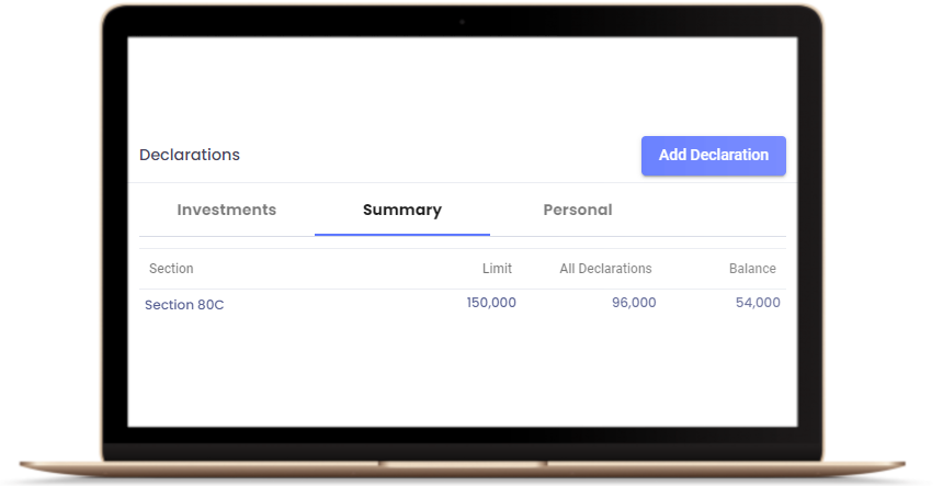 Summary in income tax calculator