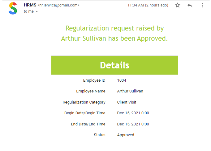 Regularization request approved