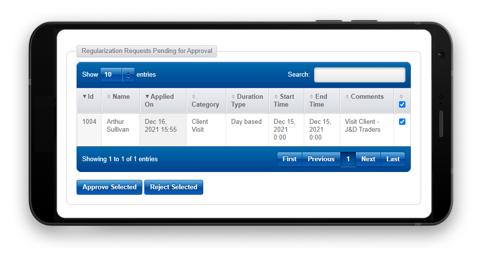 Regularization request for approval