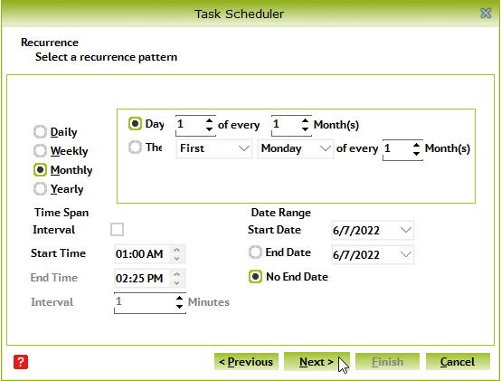 Data Backup - Recurrence