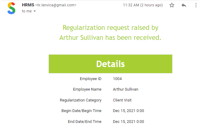 Regularization request received