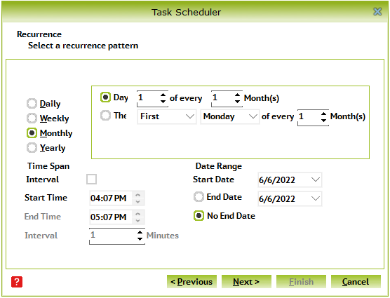 Task Scheduler - Recurrence