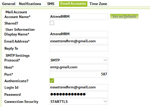 SMTP Settings