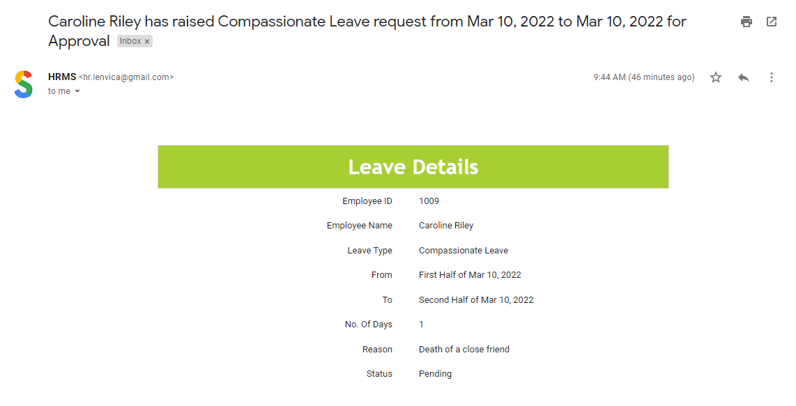 Compassionate Leave - Leave Request