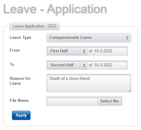 Compassionate Leave - Leave Application