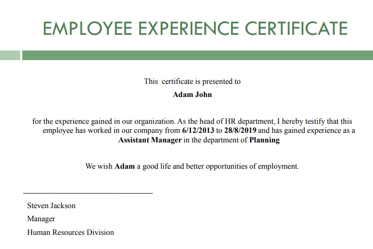 Experience-Certificate