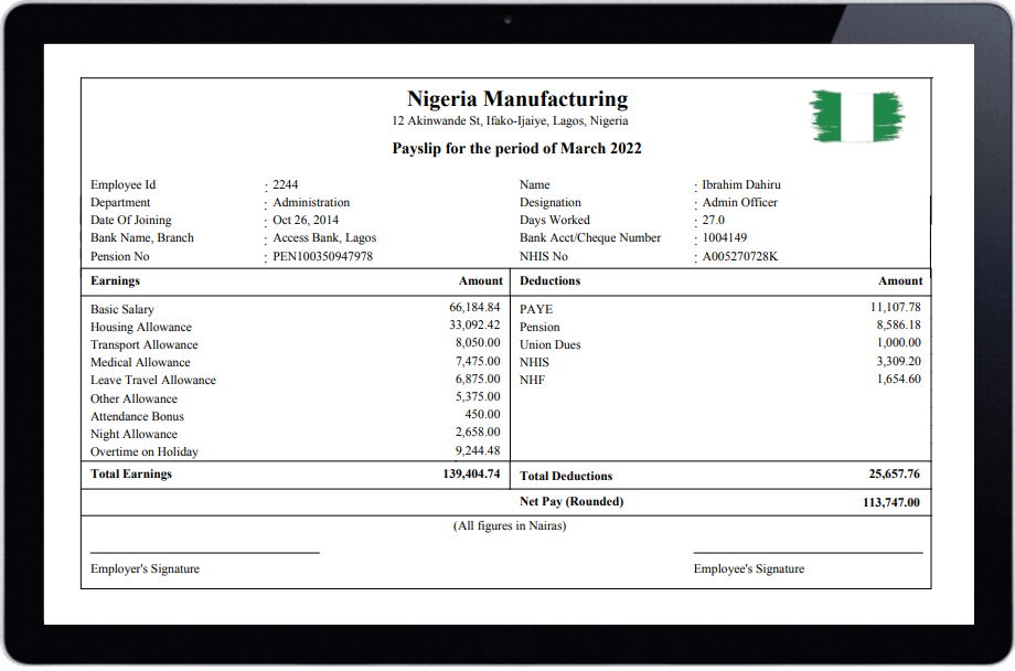  Payslip Nigeria