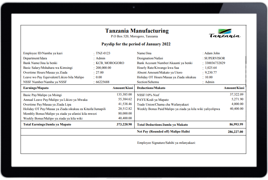 HR Payroll Attendance Software for Tanzania Lenvica HRMS