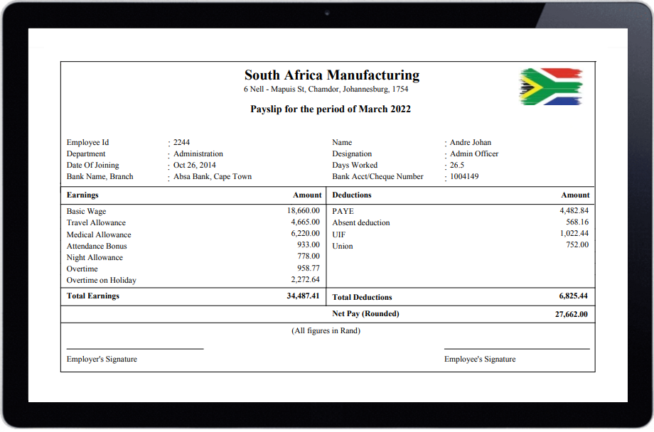 Payroll Template Excel South Africa